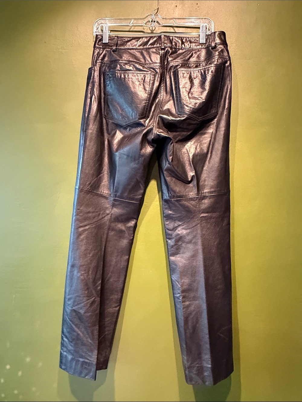Vintage Theory Men's Black Leather Straight-Leg Pants - Picture 6 of 8